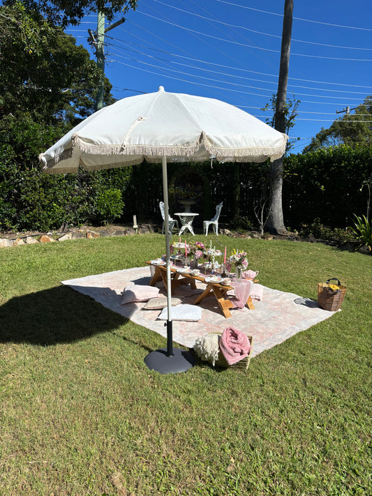 Beach umbrella with stand