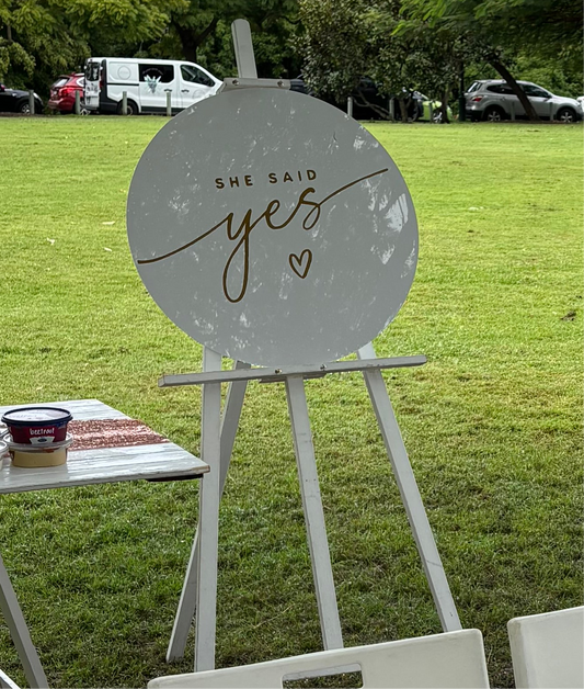 She said yes signage & easel
