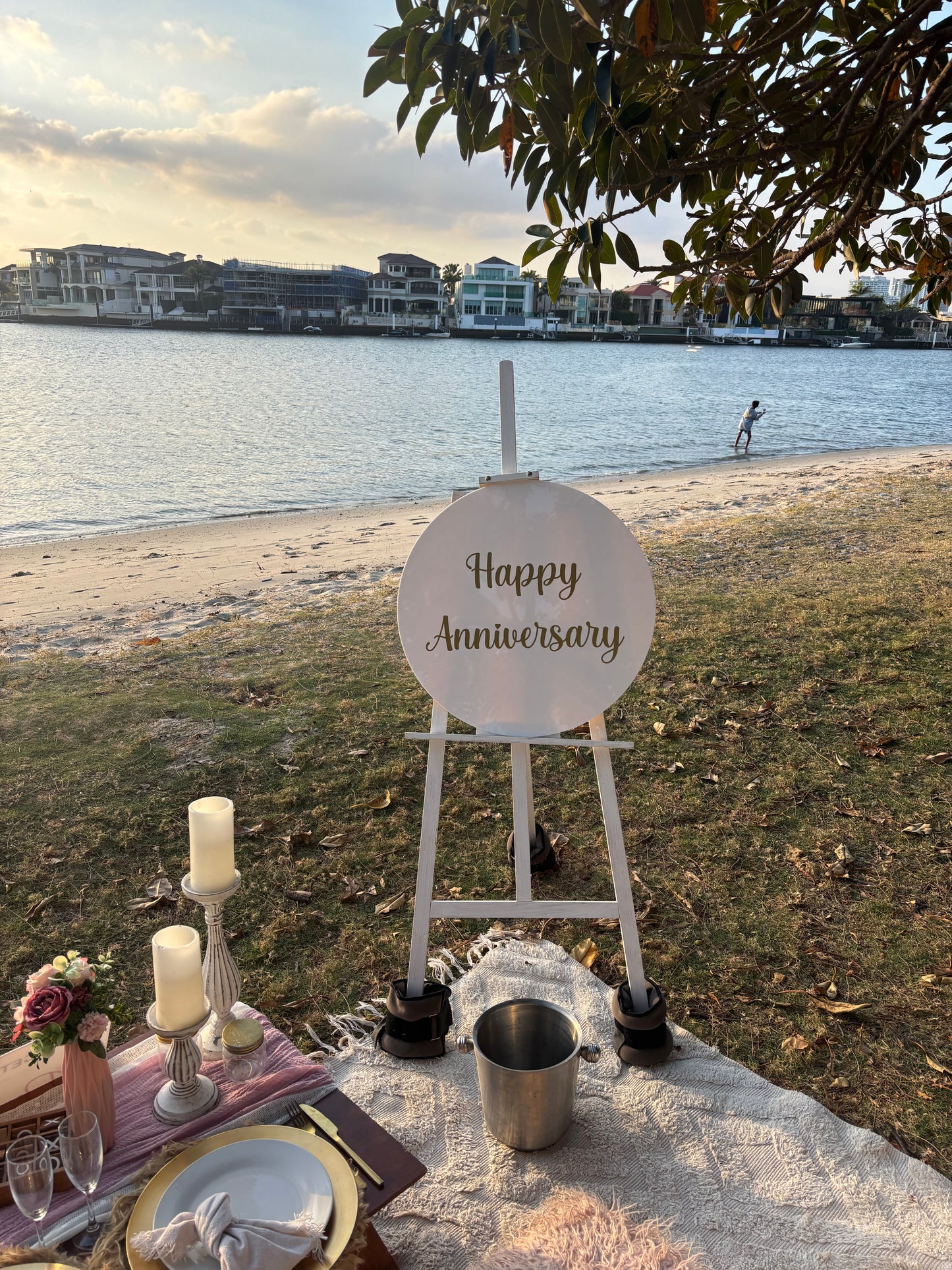 Happy Anniversary signage and easel hire