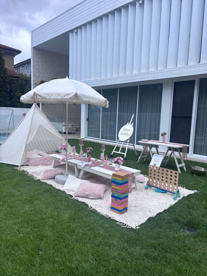 Beach umbrella with stand